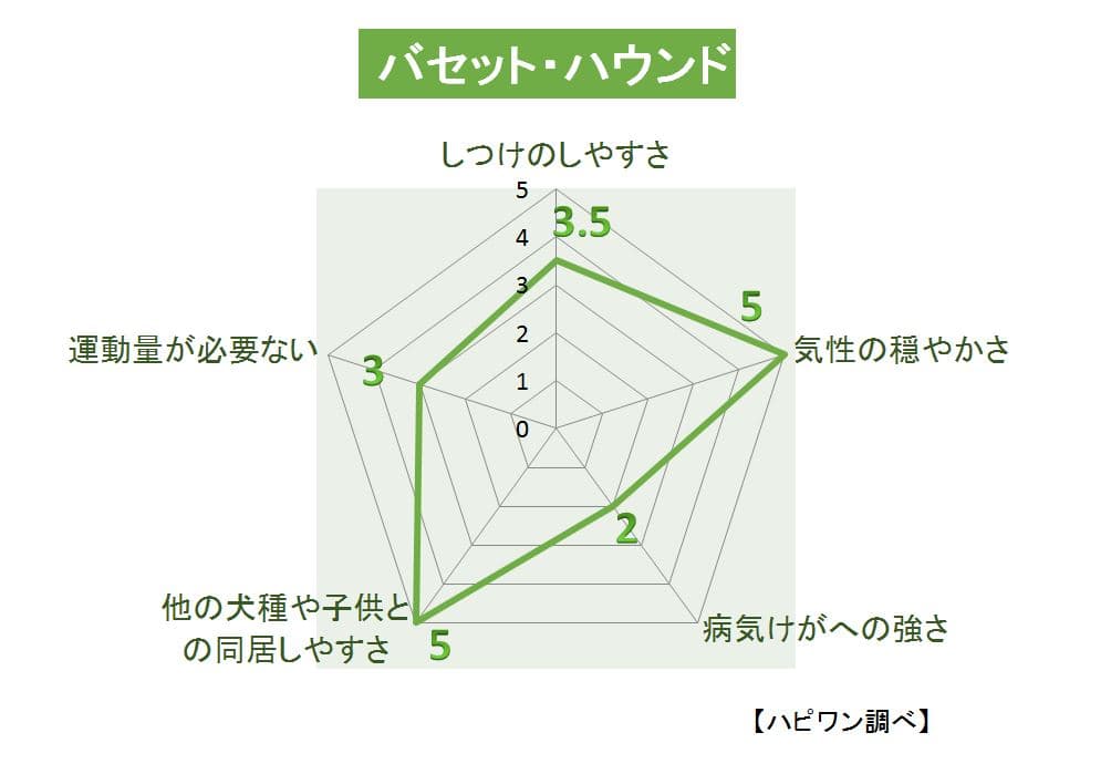 バセット・ハウンドの特徴評価グラフ