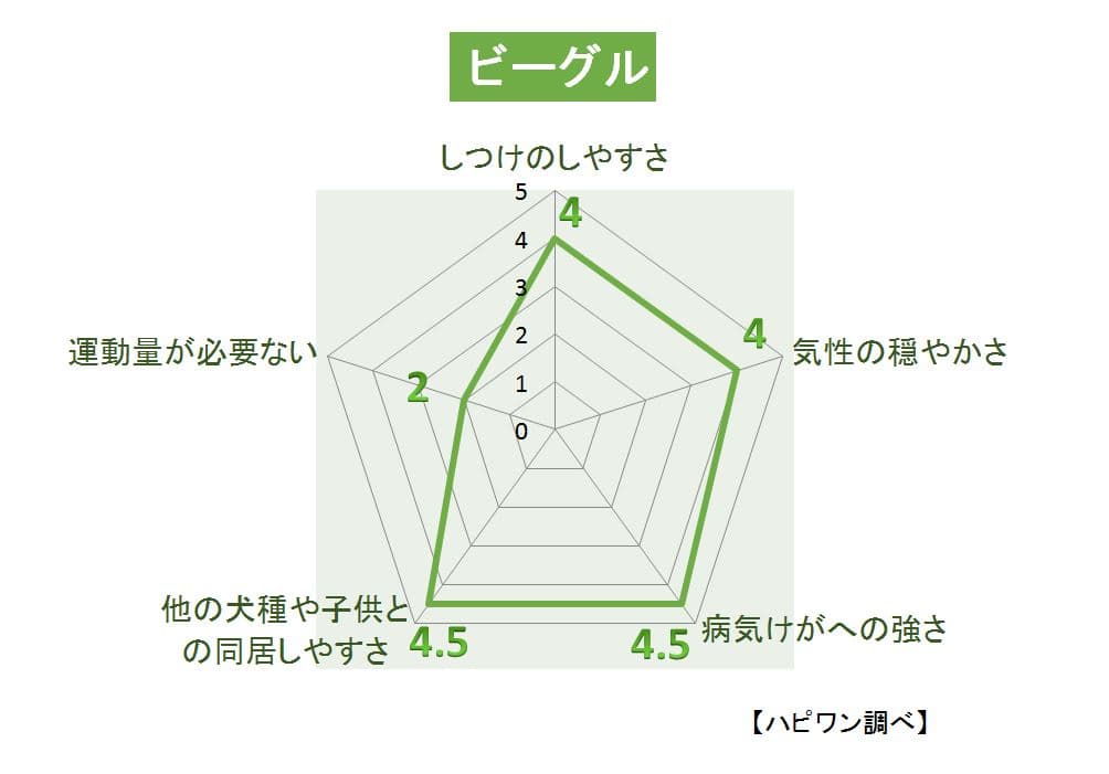 ビーグルの特徴評価グラフ