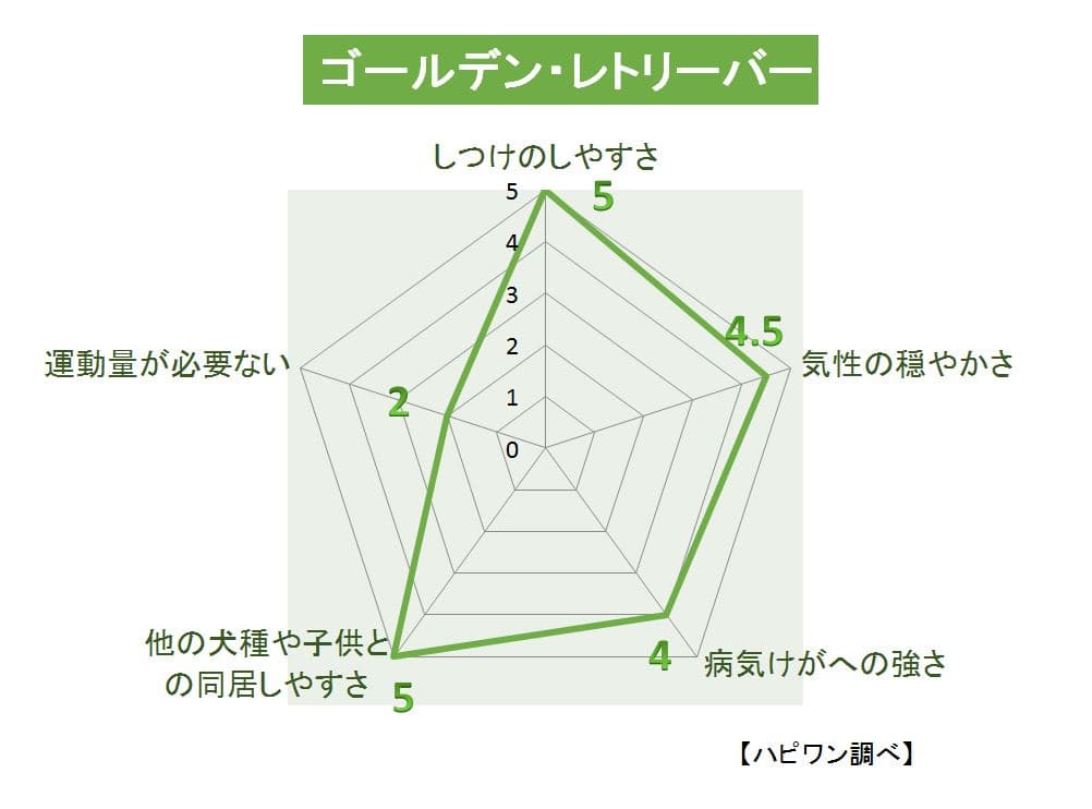 ゴールデン・レトリーバーの特徴評価グラフ