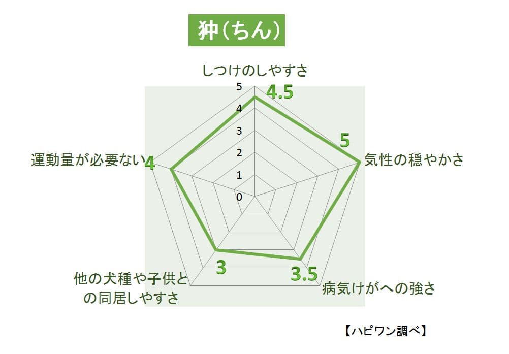 狆（ちん）の特徴評価グラフ