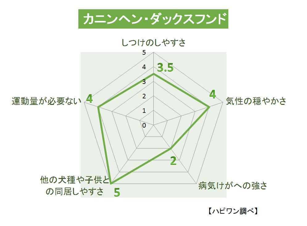 カニンヘン・ダックスフンドの特徴評価グラフ