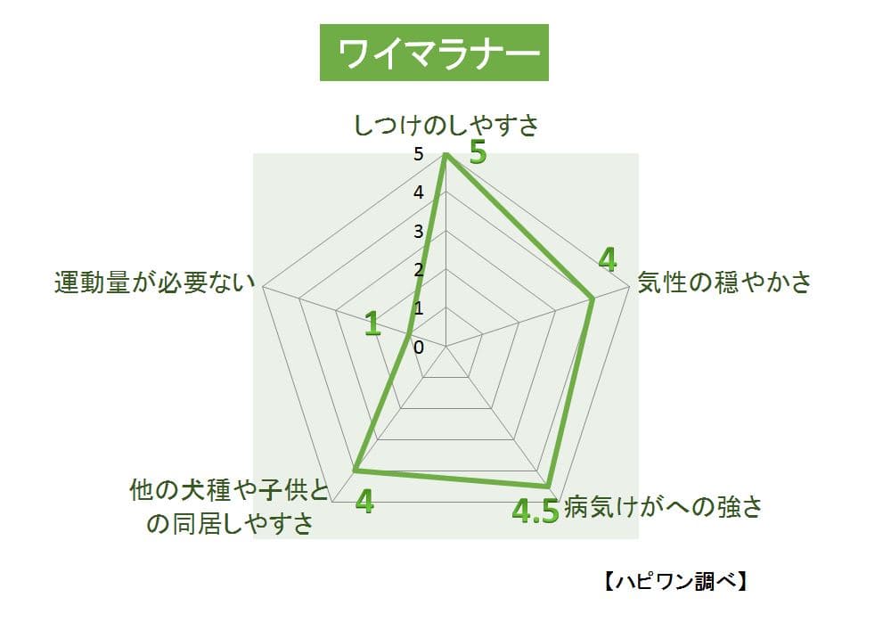 ワイマラナーの特徴評価グラフ